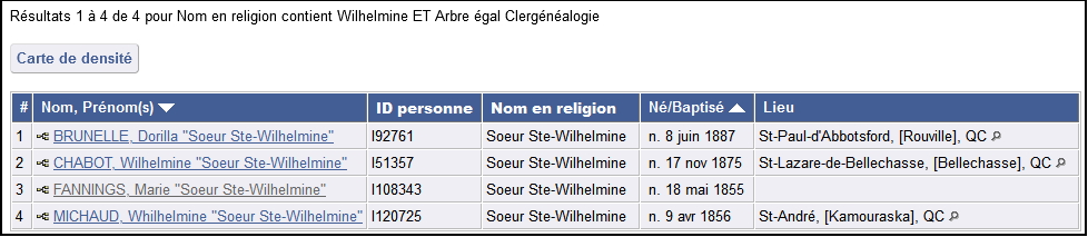 Fenêtre de recherche avancée - Autres évènements - Wilhemine